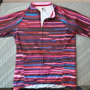 Bontrager Circuit LTD Cycling Jersey Bike Top Womens M Fitted Pockets Striped